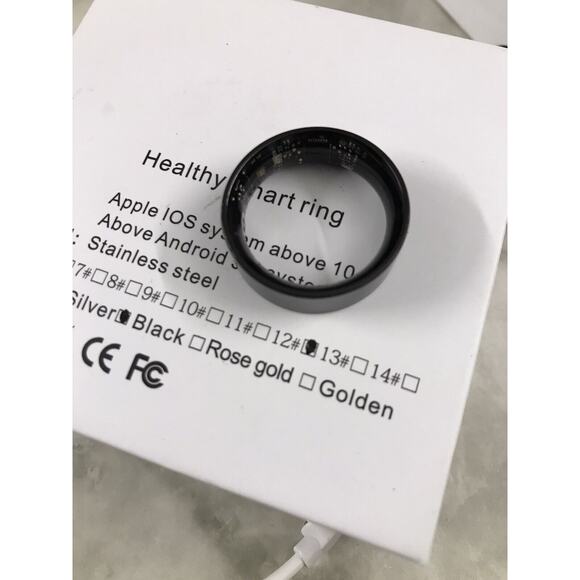 Smart Rings BLACK Size 13 STAINLESS STEEL Android 5.0+ or Apple iOS 10.0+ - Picture 8 of 8